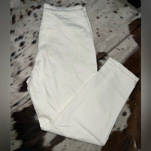 White straight leg jeans